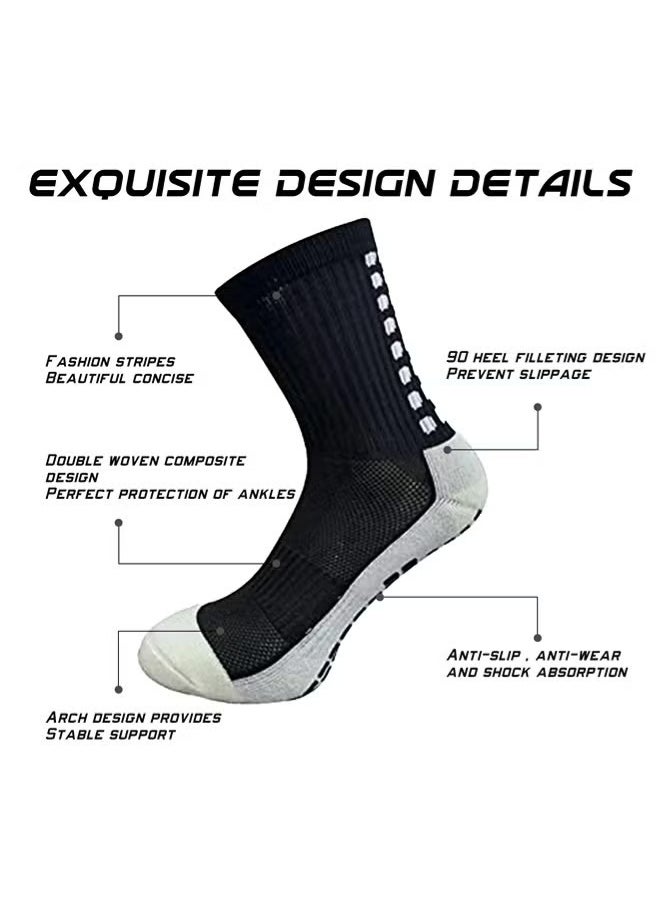 3Pair blue  Men's Soccer Socks Anti Slip Non Slip Grip Pads for Football Basketball Sports Grip Socks