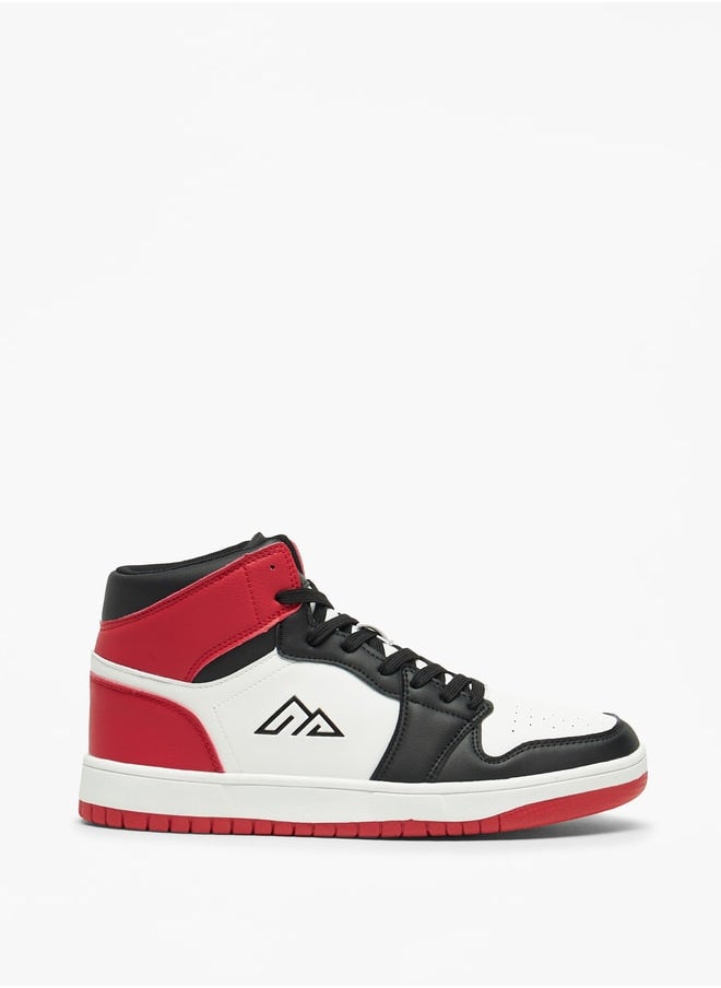 Mens Colourblock High Top Sneakers With Lace-Up Closure