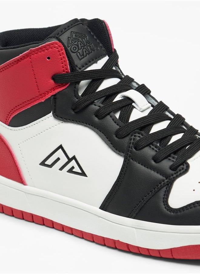 Mens Colourblock High Top Sneakers With Lace-Up Closure