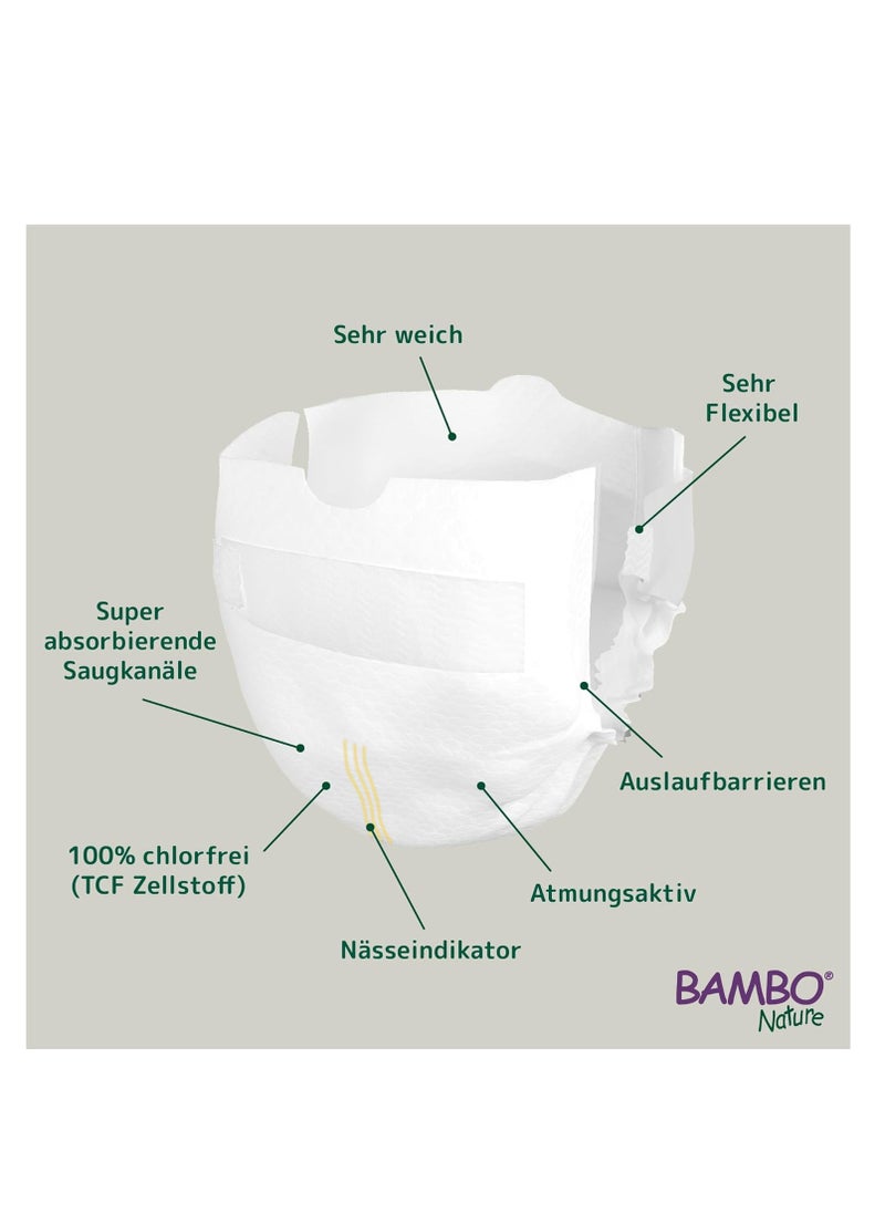 Bambo Nature Premium Eco Nappies, Eco-Labelled Sustainable Nappies, Enhanced Leakage Protection, Secure & Comfortable Baby Nappies, Secure & Comfortable - Size 3 (1 X Pack Of 28)