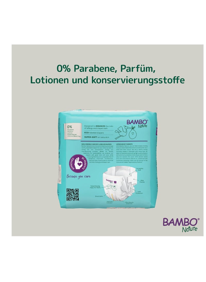 Bambo Nature Premium Eco Nappies, Eco-Labelled Sustainable Nappies, Enhanced Leakage Protection, Secure & Comfortable Baby Nappies, Secure & Comfortable - Size 3 (1 X Pack Of 28)