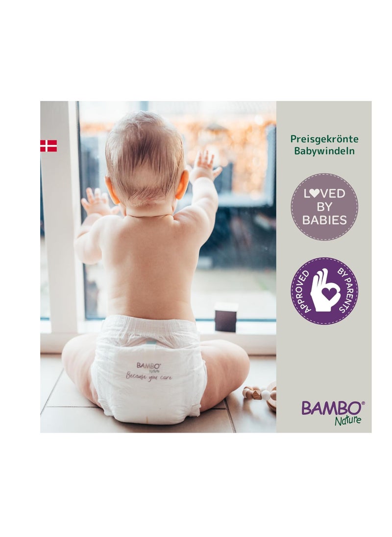 Bambo Nature Premium Eco Nappies, Eco-Labelled Sustainable Nappies, Enhanced Leakage Protection, Secure & Comfortable Baby Nappies, Secure & Comfortable - Size 3 (1 X Pack Of 28)