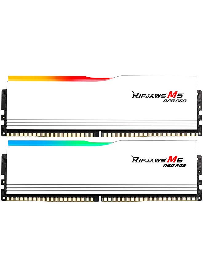 Ripjaws M5 Neo RGB Series 32GB (2x16GB) DDR5 Dual Channel Kit Desktop Memory Kit, 6000 MT/s Memory Speed, CL36-48-48-96 Latency, AMD EXPO, 1.25V Voltage, White | F5-6000J3648D16GX2-RM5NRW