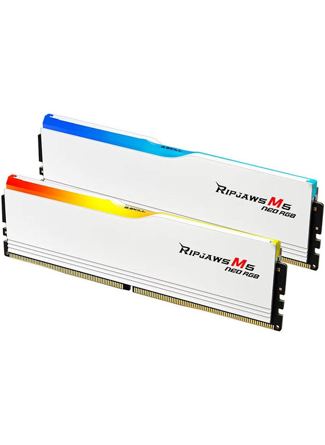 Ripjaws M5 Neo RGB Series 32GB (2x16GB) DDR5 Dual Channel Kit Desktop Memory Kit, 6000 MT/s Memory Speed, CL36-48-48-96 Latency, AMD EXPO, 1.25V Voltage, White | F5-6000J3648D16GX2-RM5NRW