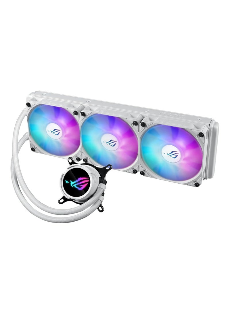 Rog Strix Lc Iii 360 Argb Wht All-In-One Cpu Liquid Cooler With 360° Rotatable Water Block, 7Th Gen V2 Asetek Pump, Premium Rog Argb Fans, And 10+ Custom Aura Lighting Effects White