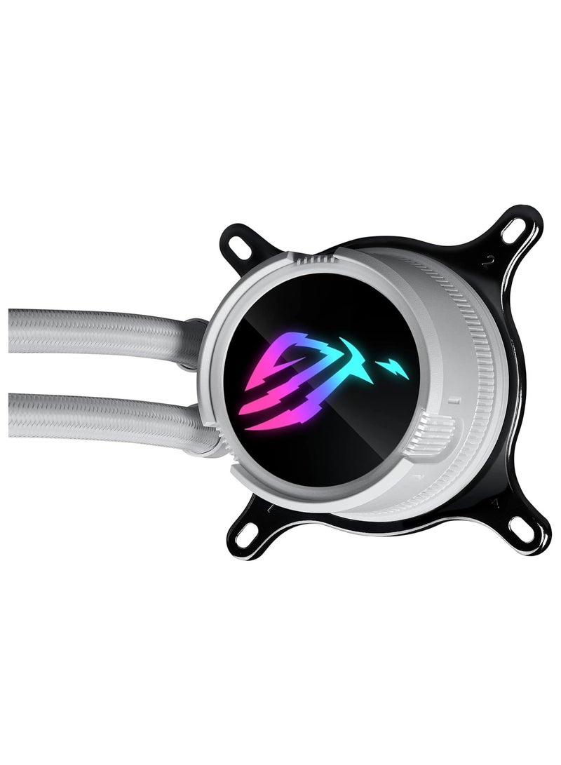 Rog Strix Lc Iii 360 Argb Wht All-In-One Cpu Liquid Cooler With 360° Rotatable Water Block, 7Th Gen V2 Asetek Pump, Premium Rog Argb Fans, And 10+ Custom Aura Lighting Effects White