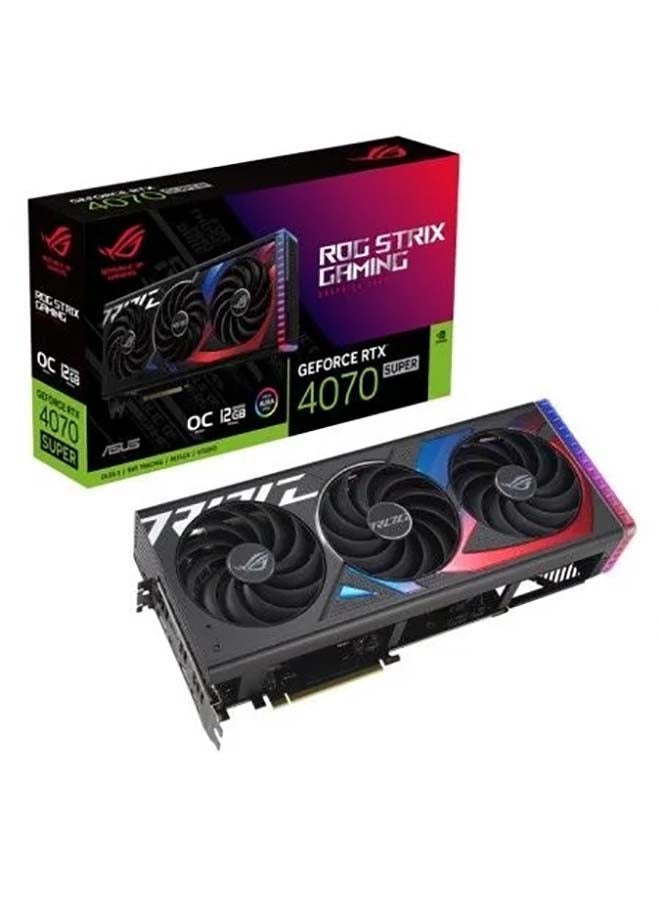 ASUS ROG Strix GeForce RTX™ 4070 SUPER 12GB GDDR6X OC DLSS 3 Graphic Card, 2670 MHz, Axial-Tech Fans, Diecast Shroud, Frame, And Backplate, GPU Tweak III, ARGB| 90YV0KD0-M0NA00 Black