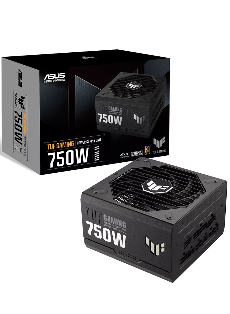 TUF Gaming 750W Gold (750 Watt, Fully Modular Power Supply, 80+ Gold Certified, ATX 3.1 Compatible,Intel Form Factor ATX12V, Military-grade Components, Dual Ball Bearing, Axial-tech Fan, PCB Coating)