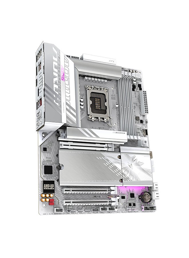 Z890 AORUS ELITE Wi-Fi 7 ICE ATX Motherboard, LGA 1851, Intel Z890 Chipset, 4x DDR5 Slots (Up to 256GB), Lightning-fast Wi-Fi 7 & Bluetooth 5.4, PCIe 5.0 x16, 4x M.2 Slots, Sleek White Design, Advanced Thermal Performance | Z890-A-ELITE-WF7-ICE White