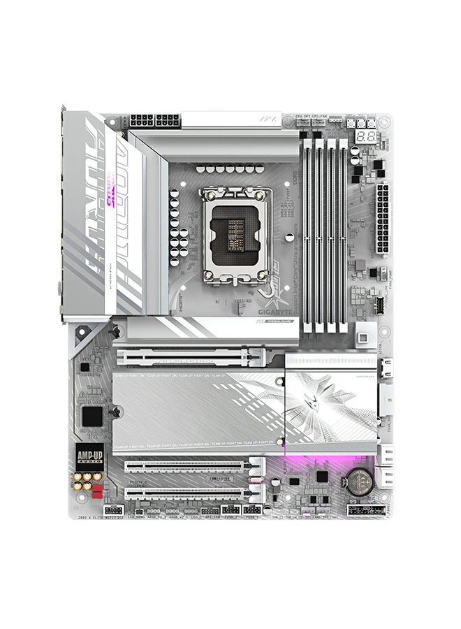 Z890 AORUS ELITE Wi-Fi 7 ICE ATX Motherboard, LGA 1851, Intel Z890 Chipset, 4x DDR5 Slots (Up to 256GB), Lightning-fast Wi-Fi 7 & Bluetooth 5.4, PCIe 5.0 x16, 4x M.2 Slots, Sleek White Design, Advanced Thermal Performance | Z890-A-ELITE-WF7-ICE White