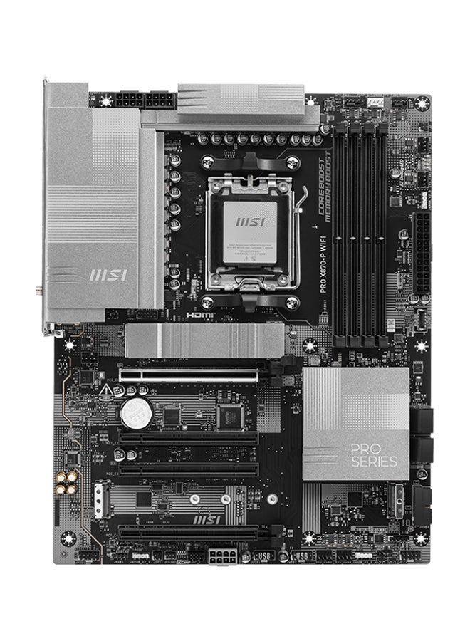 PRO X870-P Wi-Fi ATX Motherboard, AMD X870E Chipset, AM5 Socket, 4 x DIMM DDR5 (Up to 256GB), 3 x M.2 Slots, PCIe 5.0 x16, 5Gb Ethernet, Wi-Fi 7, Bluetooth v5.4, HDMI, Dual USB4, EZ DIY, Frozr Design, AI-Ready, Optimized for Gamers & Creators | 911-7E47-001 Black