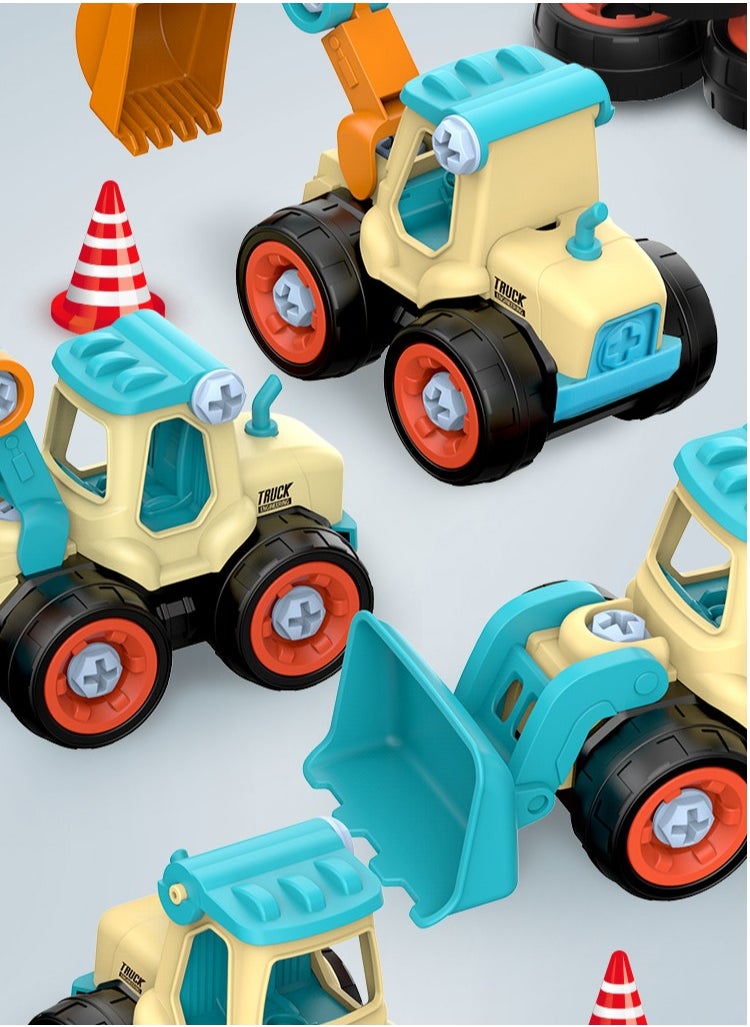 Take-Apart Construction Toy Set for Toddlers: Includes Sand Play Vehicles like Road Roller, Excavator, Bulldozer, and Drilling Truck – Perfect for Creative Play and Learning.