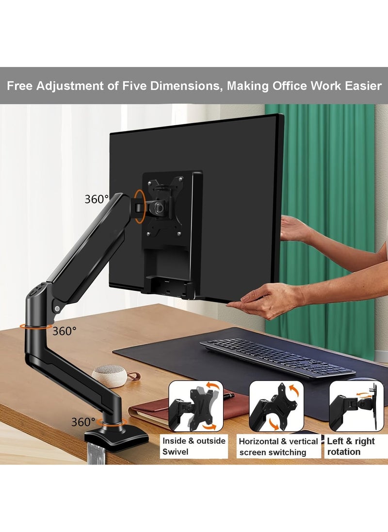 Single Monitor Mount Arm Fits Monitor 13 to 32 Inch, Monitor Desk Mount Holds 2-9kgs Computer Screen, Full Motion Gas Spring Monitor Desk Mount, VESA Mount 75x75/100x100mm