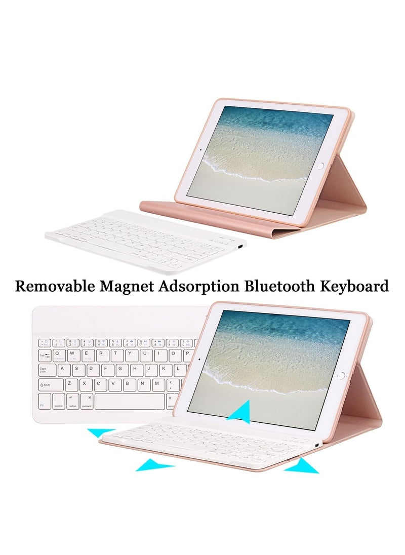 Wireless Keyboard For iPad Air 6th Gen with Case iPad 5th Gen 2018 2017 iPad Air 2 Keyboard Slim Protective Case with Pencil Holder Color Rose Gold