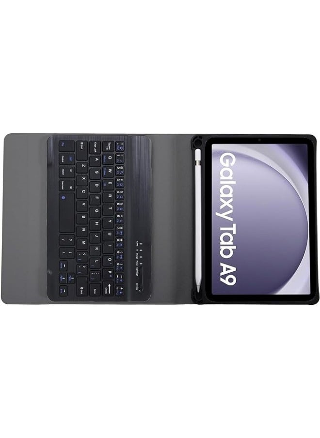 Arabic Keyboard Case Compatible with Samsung Galaxy Tab A9 plus+ 11 SM-X210/X216/X218 Slim PU Cover Detachable Wireless Galaxy Tab A9 Tablet Keyboard Case with Pen Holder