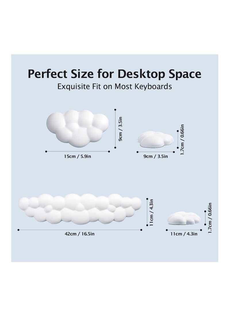 Keyboard Wrist Rest Set Cute Cloud Shape Wrist Rest Support for Mouse Keyboard Computer Elbow Pad Arm Rest Mouse Wrist Cushion, Ergonomic Design for Typing Comfortably (Keyboard not Included)