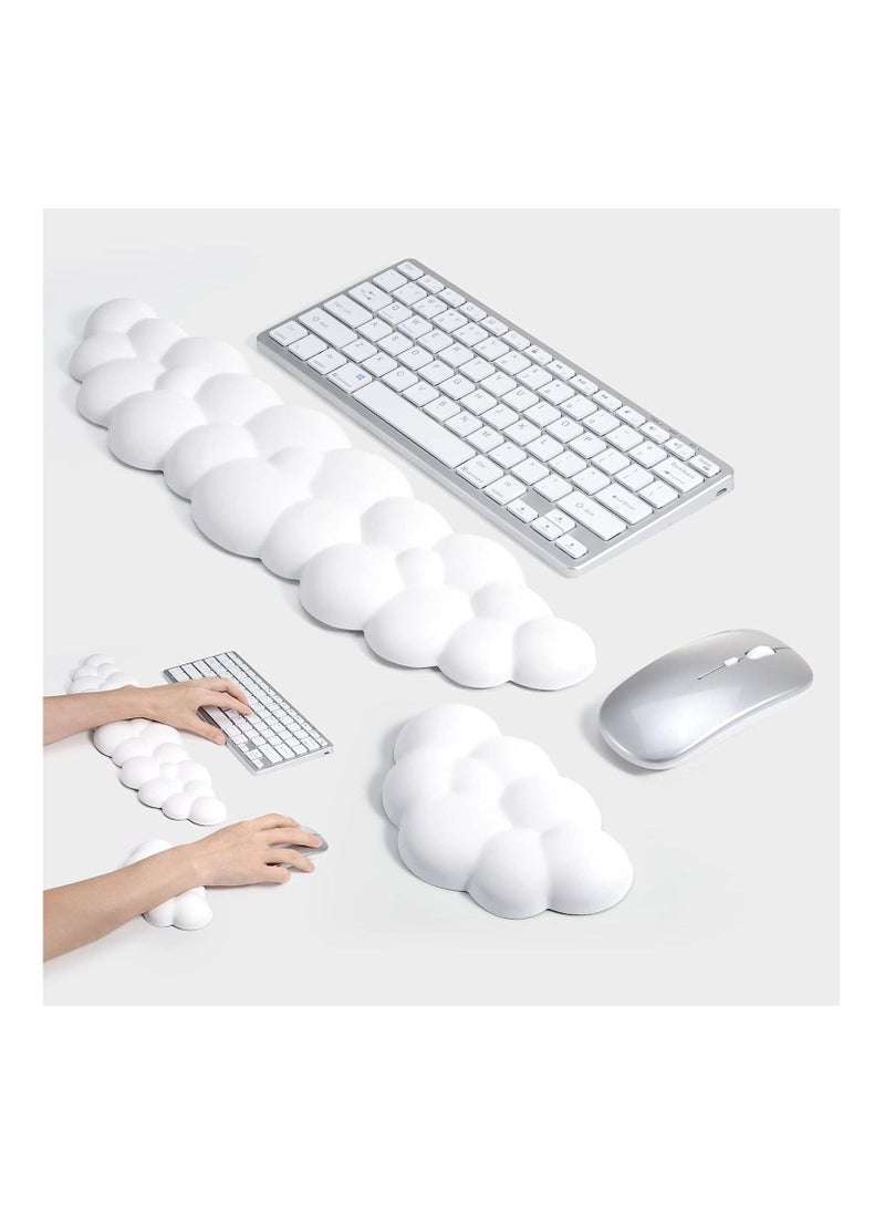 Keyboard Wrist Rest Set Cute Cloud Shape Wrist Rest Support for Mouse Keyboard Computer Elbow Pad Arm Rest Mouse Wrist Cushion, Ergonomic Design for Typing Comfortably (Keyboard not Included)