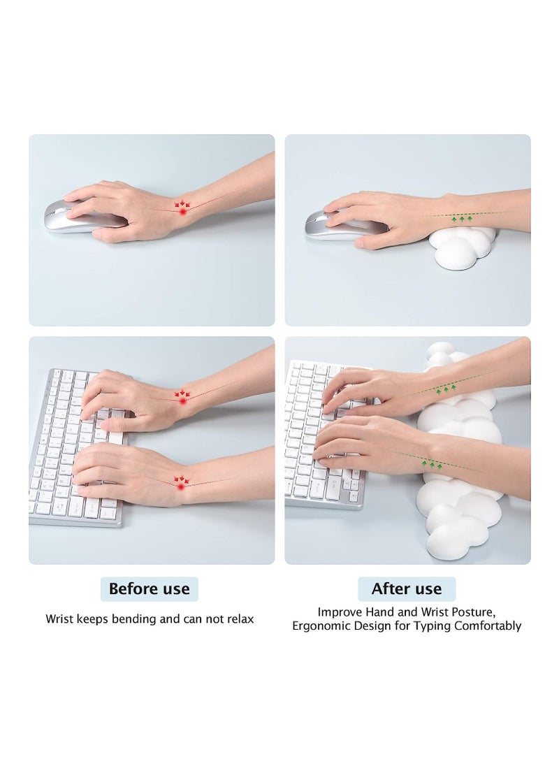 Keyboard Wrist Rest Set Cute Cloud Shape Wrist Rest Support for Mouse Keyboard Computer Elbow Pad Arm Rest Mouse Wrist Cushion, Ergonomic Design for Typing Comfortably (Keyboard not Included)