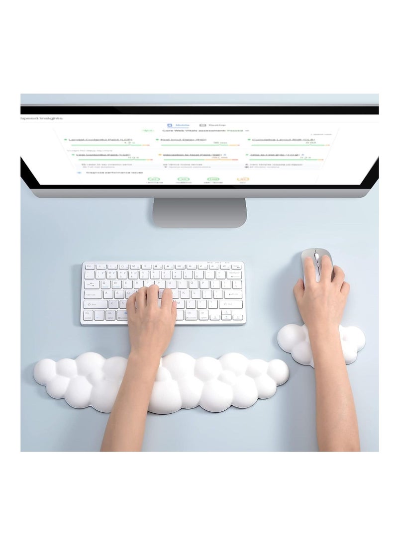 Keyboard Wrist Rest Set Cute Cloud Shape Wrist Rest Support for Mouse Keyboard Computer Elbow Pad Arm Rest Mouse Wrist Cushion, Ergonomic Design for Typing Comfortably (Keyboard not Included)