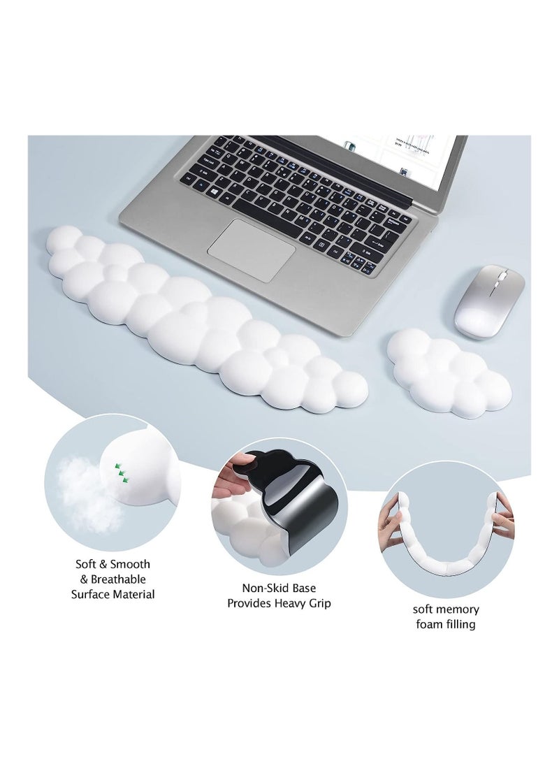 Keyboard Wrist Rest Set Cute Cloud Shape Wrist Rest Support for Mouse Keyboard Computer Elbow Pad Arm Rest Mouse Wrist Cushion, Ergonomic Design for Typing Comfortably (Keyboard not Included)