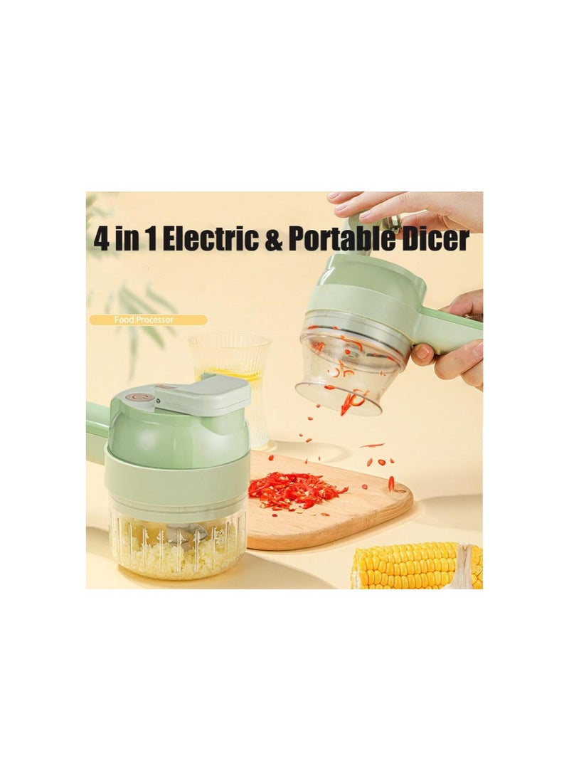 Premium Slice & Mash Pro 2-in-1, DesiThrift's 4 in 1 Electric & Portable Dicer, Handheld Electric Vegetable Chopper, Portable Vegetable Slicer Set Rechargeable Cordless (C)