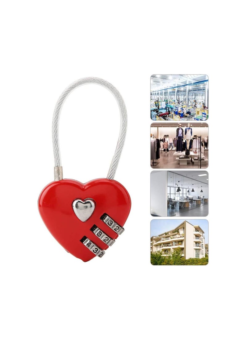 Combination Lock, 3 Digit Cute Love Padlock Mini Outdoor Combo Gate Lock Travel Luggage Locks Heart Shape Love Lock for Gym Locker, Extracurricular Locker, Home(red)