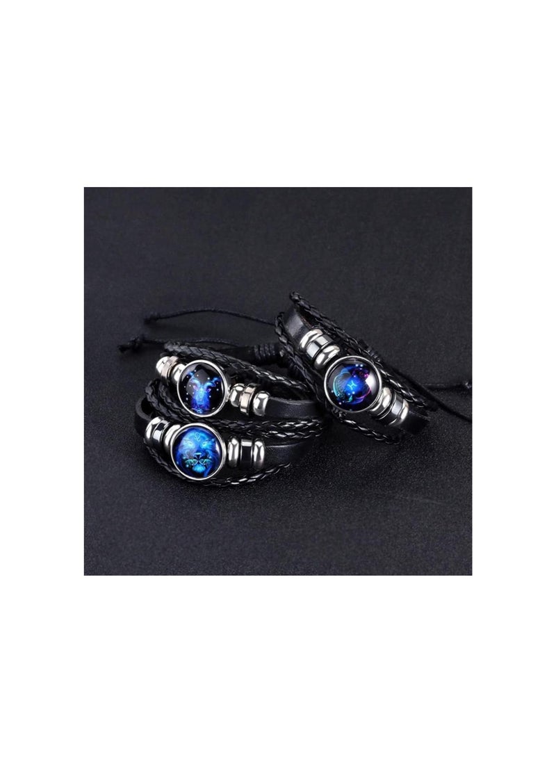 Zodiac Signs Spirit Bracelet, Handmade Multilayer Adjustable 12 Constellation Bracelets, Serene Manifestation Bracelet for Women Men