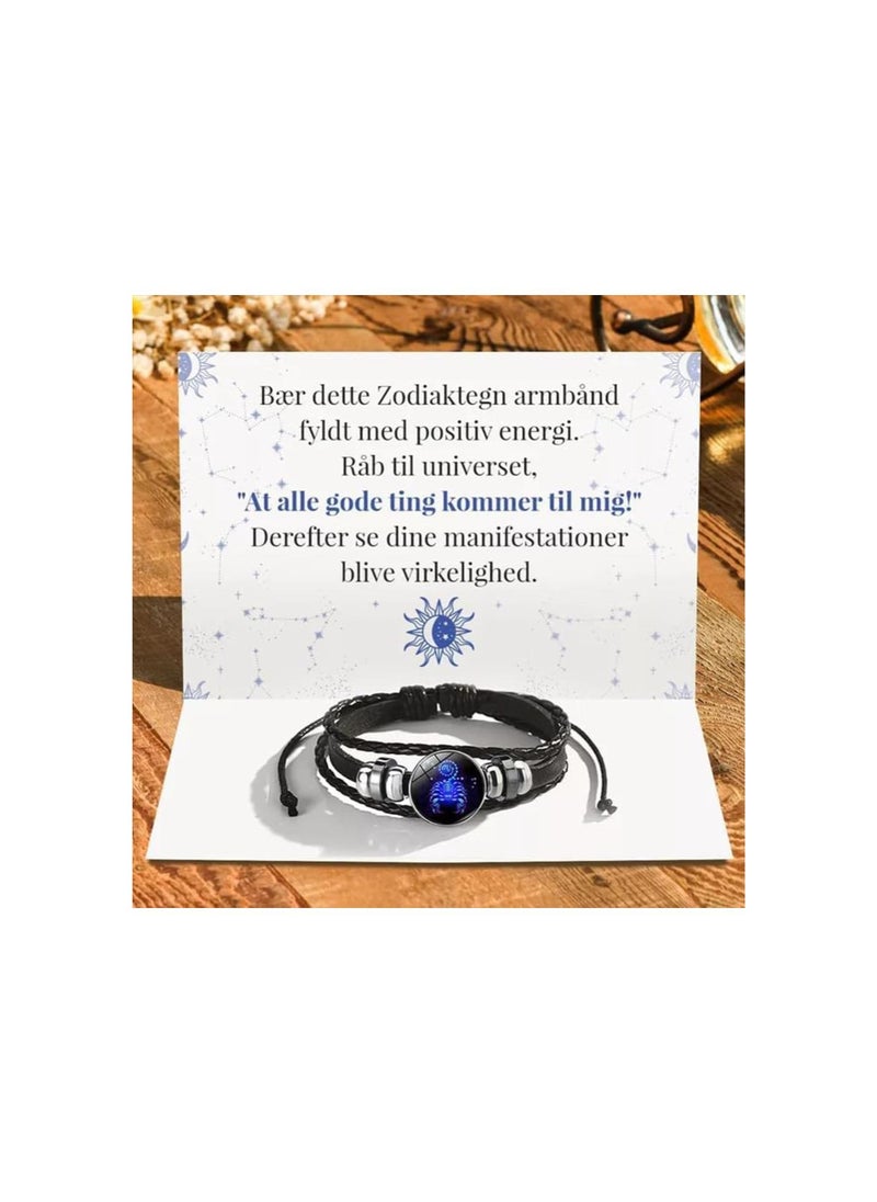 Zodiac Signs Spirit Bracelet, Handmade Multilayer Adjustable 12 Constellation Bracelets, Serene Manifestation Bracelet for Women Men