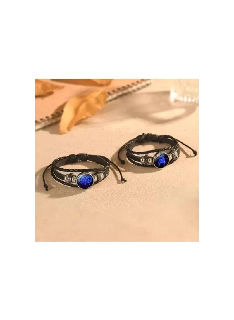 Zodiac Signs Spirit Bracelet, Handmade Multilayer Adjustable 12 Constellation Bracelets, Serene Manifestation Bracelet for Women Men