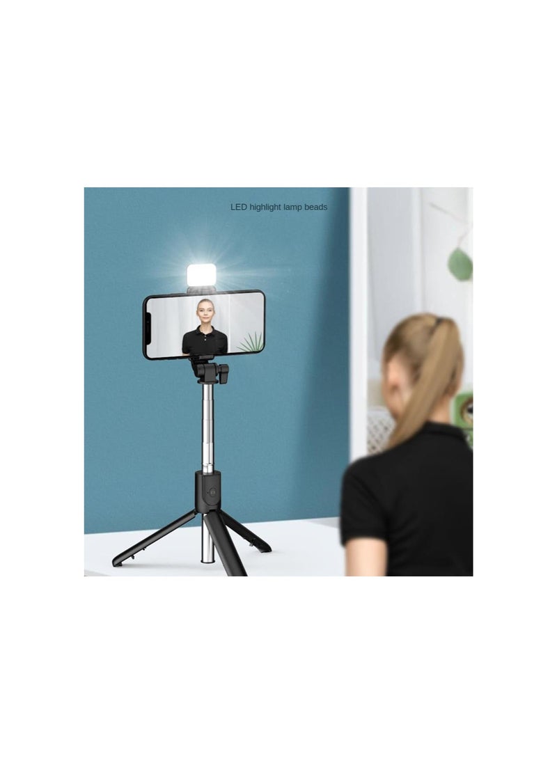 6 in 1 Wireless Bluetooth Selfie Stick, Admissioni Selfie Stick, 360° Rotating Retractable Selfie Stick Tripod, Folding Integrated Tripod Phone Stand with Light (Pink)