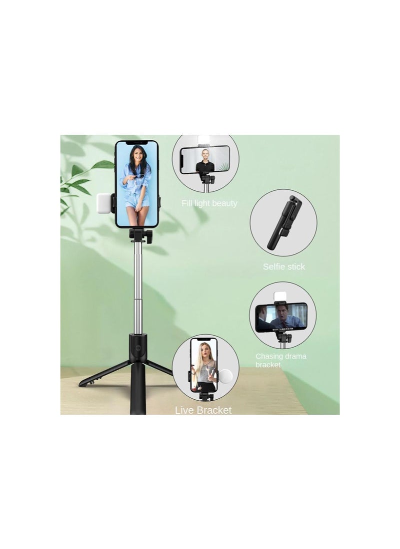 6 in 1 Wireless Bluetooth Selfie Stick, Admissioni Selfie Stick, 360° Rotating Retractable Selfie Stick Tripod, Folding Integrated Tripod Phone Stand with Light (Pink)