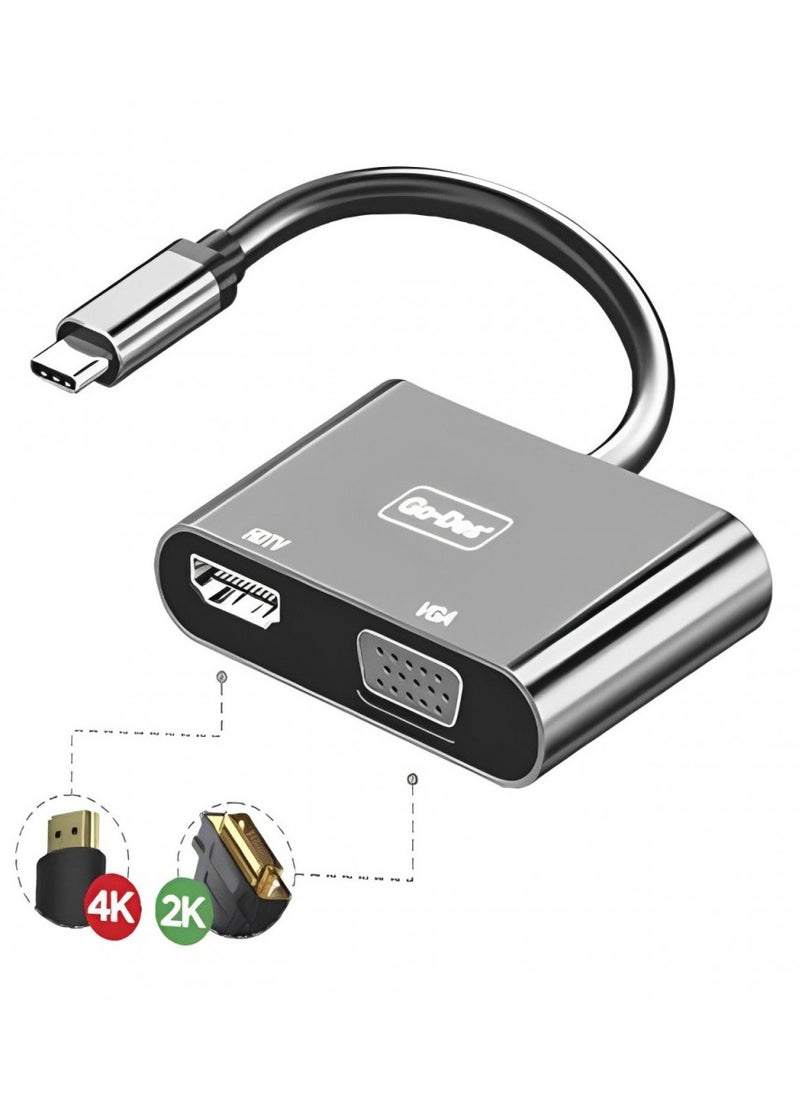 Go-Des 2-in-1 USB-C to HDTV + VGA Converter GD-8280