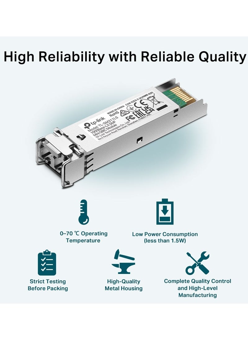 TP-Link TL-SM311LS MiniGBIC Module, 1310nm Wavelength, IEEE 802.3z Standard & Protocol, 1.25 Gbps Data Rate, Single-Mode Fiber Type | SM311LS