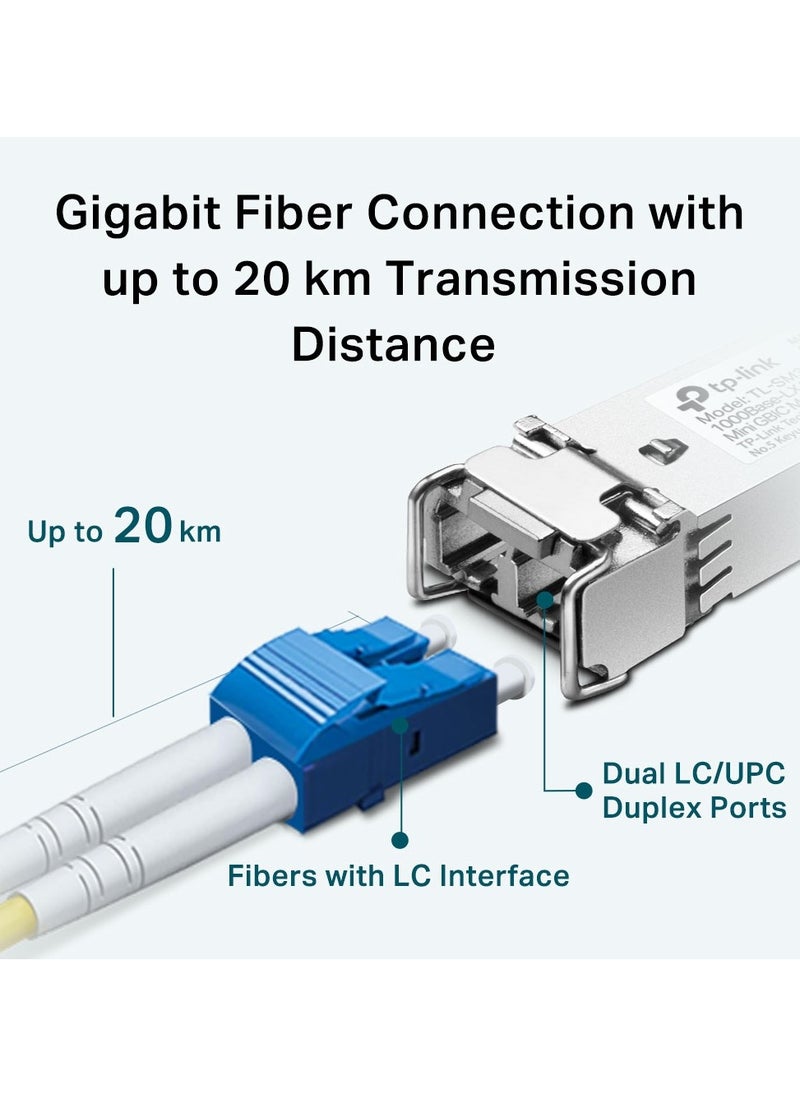 TP-Link TL-SM311LS MiniGBIC Module, 1310nm Wavelength, IEEE 802.3z Standard & Protocol, 1.25 Gbps Data Rate, Single-Mode Fiber Type | SM311LS