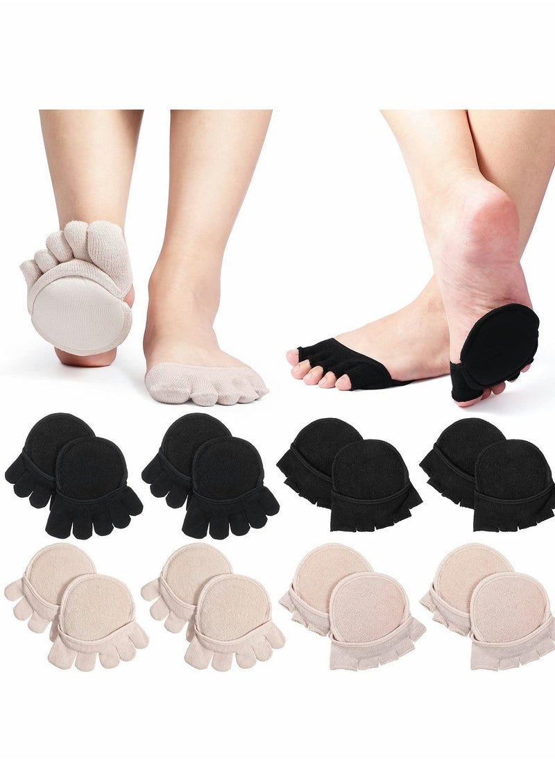 8 Pairs Socks Five Finger Half Socks, Non-Slip Invisible Toe Separated Women'S Non Slip Cover