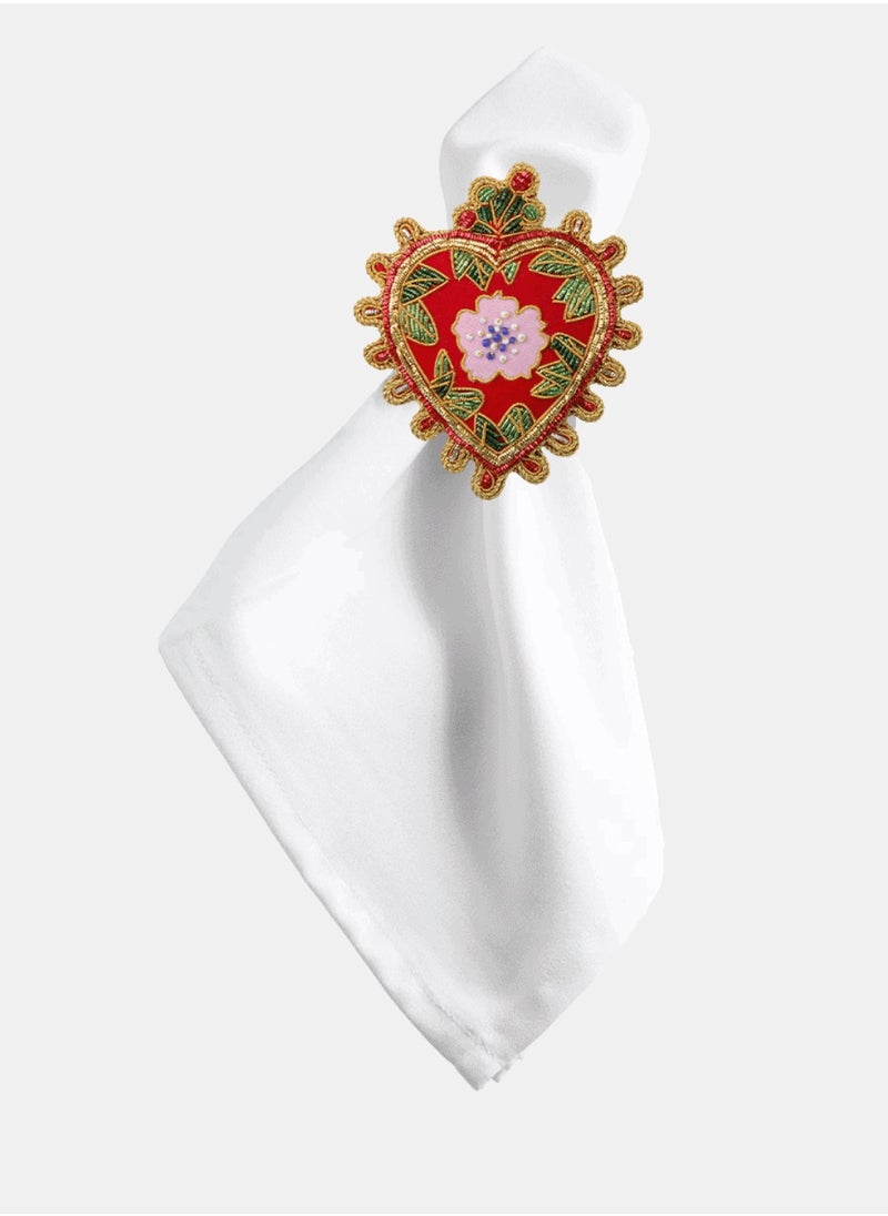 Christmas Decoration FABRIC HANDMADE NAPKIN RING HEART