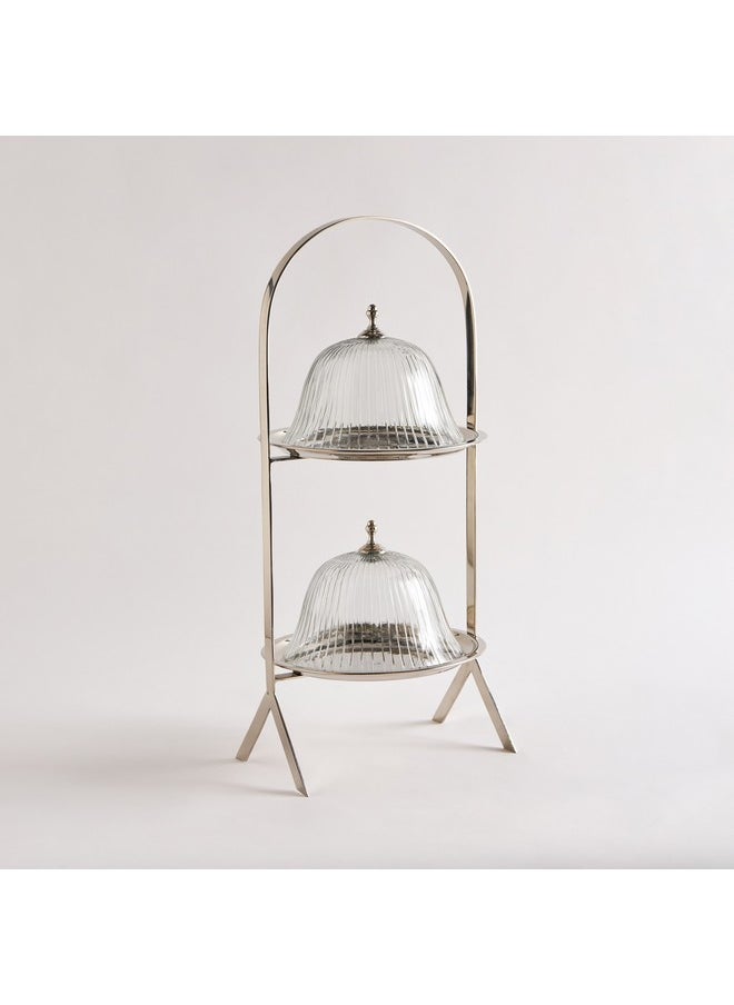 Oriental 2-Tier Stand with Cloche 24 x 37 x 25 cm