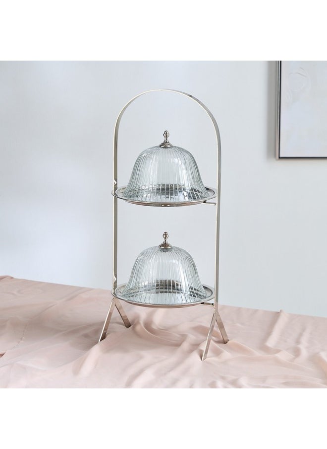 Oriental 2-Tier Stand with Cloche 24 x 37 x 25 cm