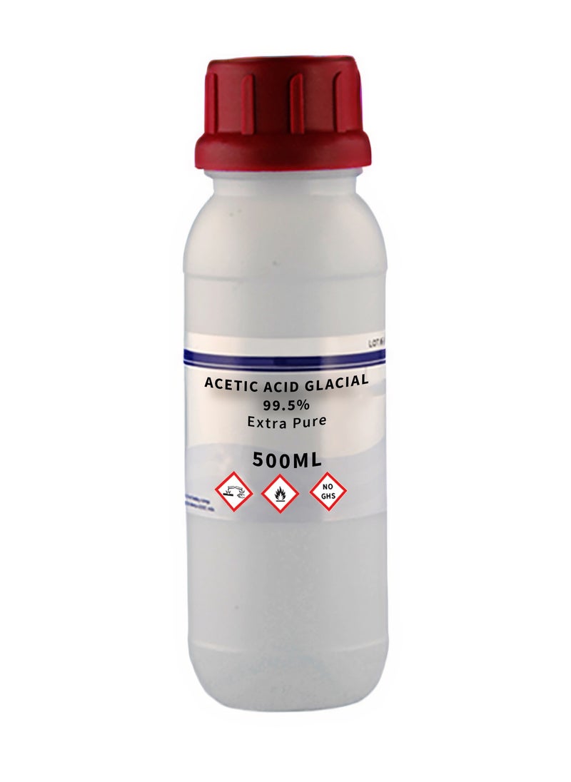 500ml | Acetic Acid Glacial 99.5% Extra Pure | Clear Colorless Liquid | Strong Vinegar-like Odor | Laboratory Grade