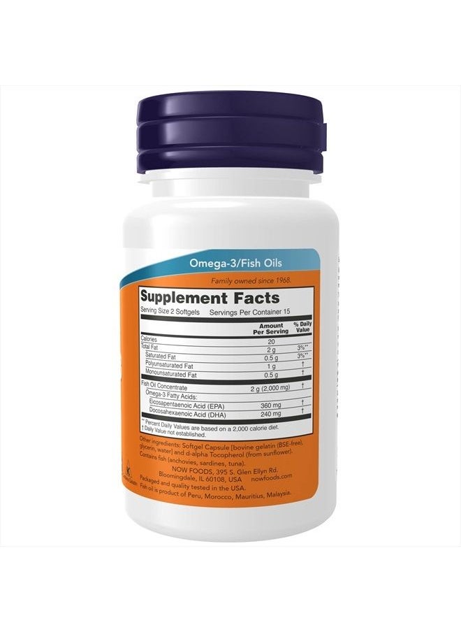 Supplements, Omega-3 180 EPA / 120 DHA, Molecularly Distilled, Cardiovascular Support*, 30 Softgels