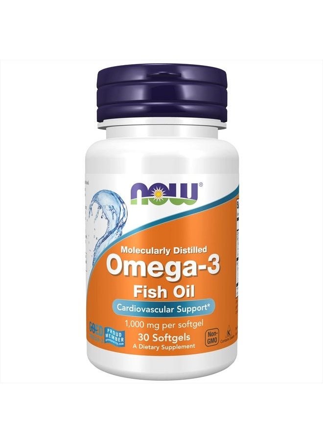 Supplements, Omega-3 180 EPA / 120 DHA, Molecularly Distilled, Cardiovascular Support*, 30 Softgels