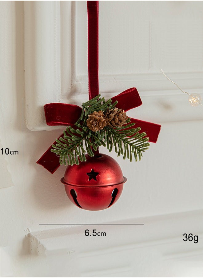 3-Piece Christmas Pendant Small Bell Velvet Bow Christmas Tree Pinecone Scene Decoration Supplies Decorative Small Pendant