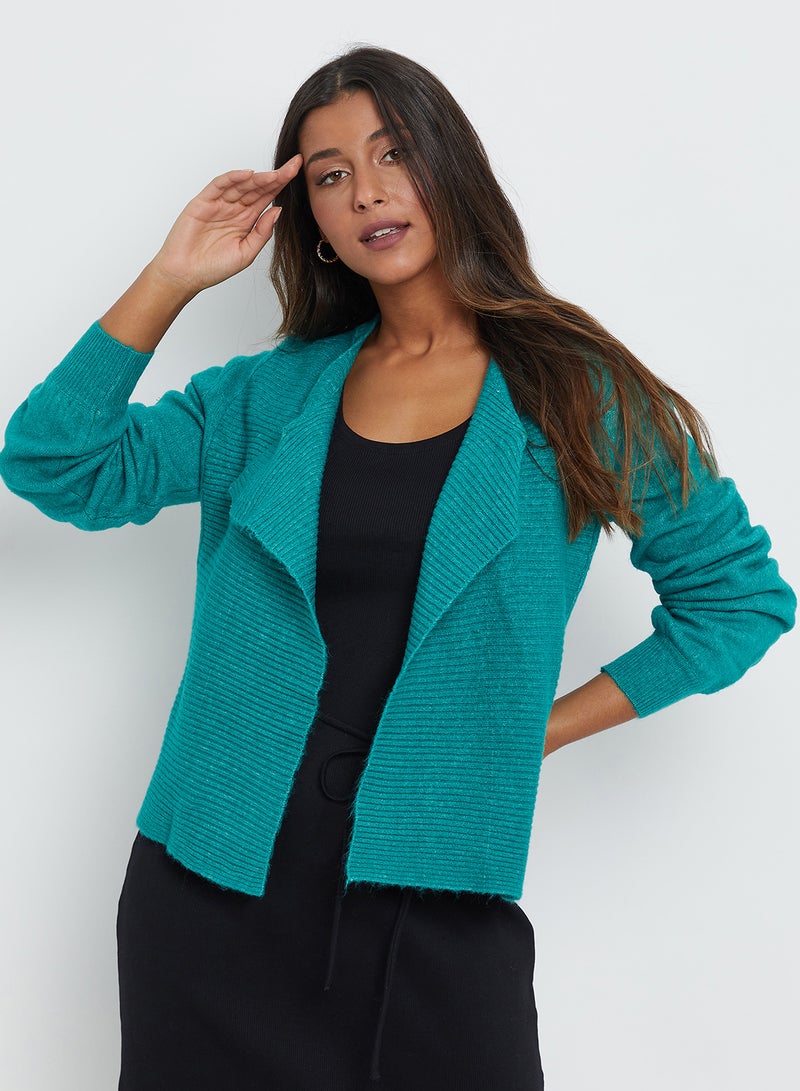 Front Design Knitwear Cardigan Green Slate