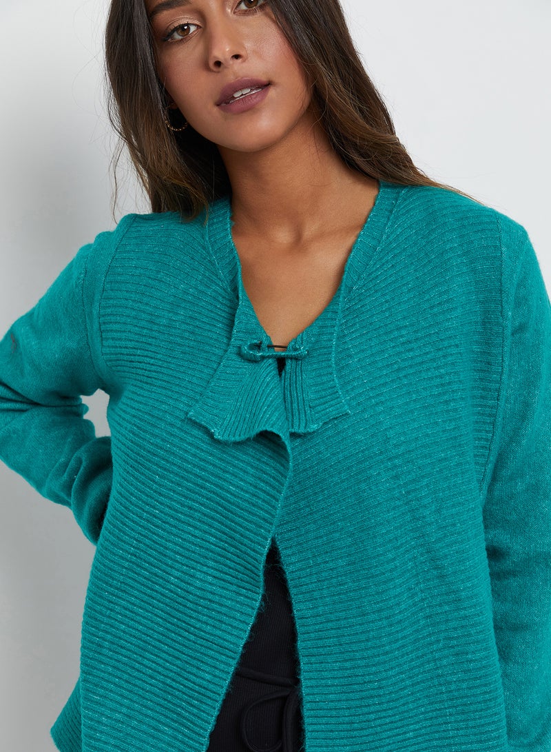 Front Design Knitwear Cardigan Green Slate