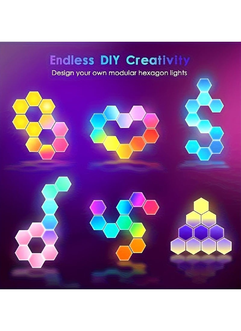 8 Pack RGB Hexagon Light Panels - Smart LED Wall Lights with APP & Remote Control, Music Sync for Living Room, Bedroom, Gaming Room, DIY, Kids