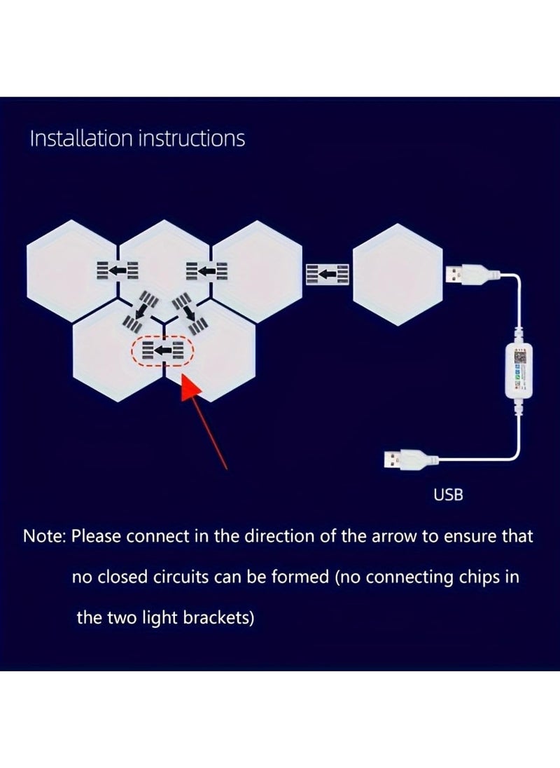 8 Pack RGB Hexagon Light Panels - Smart LED Wall Lights with APP & Remote Control, Music Sync for Living Room, Bedroom, Gaming Room, DIY, Kids