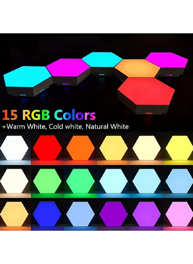 8 Pack RGB Hexagon Light Panels - Smart LED Wall Lights with APP & Remote Control, Music Sync for Living Room, Bedroom, Gaming Room, DIY, Kids