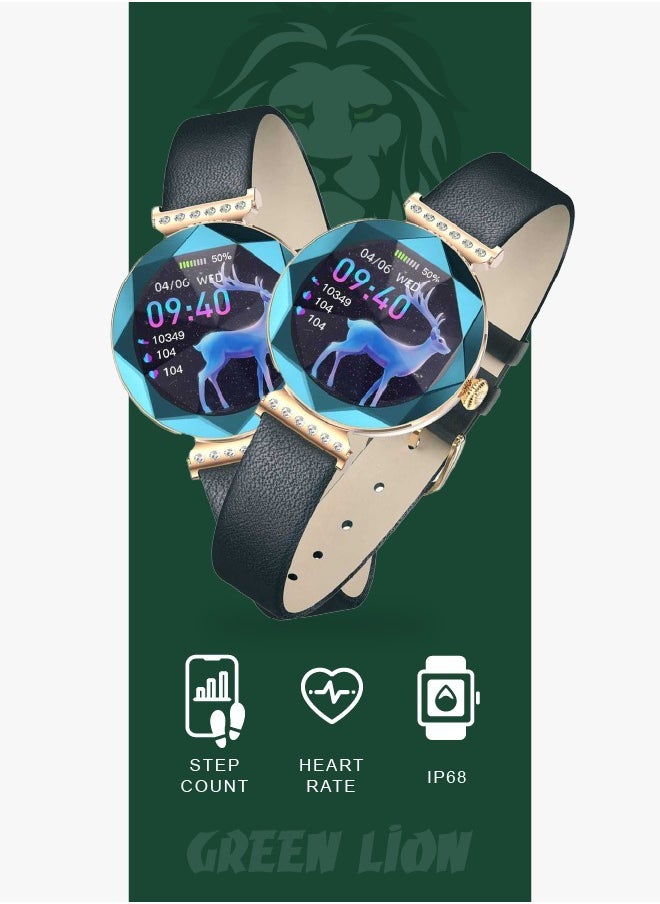 Smart Watch / Swarovski Crystals / Step Count/Mileage walk/ Calories Count/ Sport Mode/ Music Control/ Women Health/Heart Rate - Blue