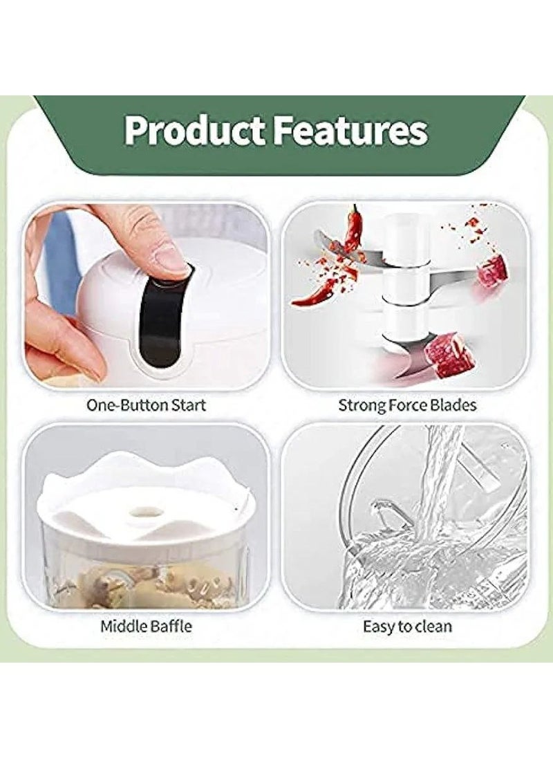 Electric Mini Wireless Garlic Chopper Food Processor Mincer for Onion Ginger Pepper Nuts Baby Food Meat Powerful Mini Onion Chopper Electric Food Chopper.
