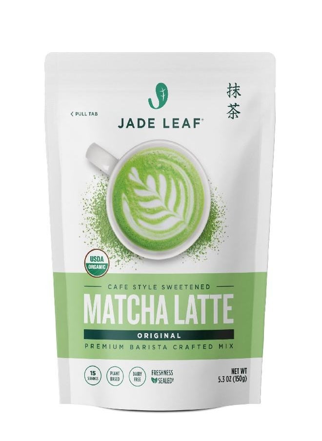 Jade Leaf Matcha Organic Café Style Sweetened Matcha Latte Premium Barista Crafted Mix - Original - Authentically Japanese (5.3 Ounce Pouch)